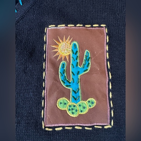 Susan Graver Womens Black Western Cardigan Sweater Button Front Sequin 1X - Picture 7 of 10